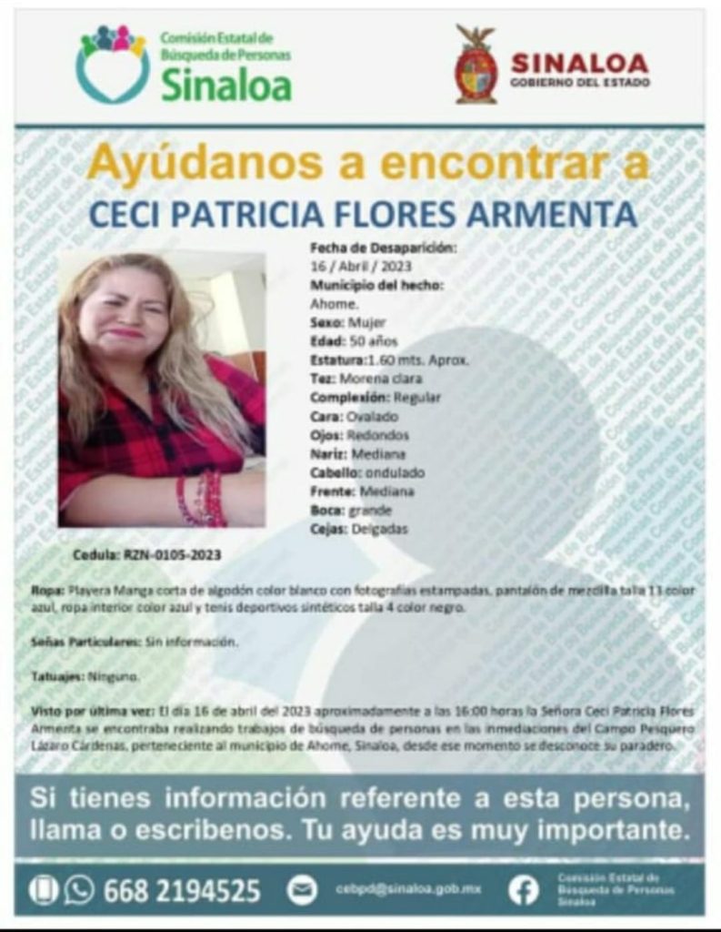 Reportan desaparecida a Ceci Flores, líder de las Madres Buscadoras de Sonora