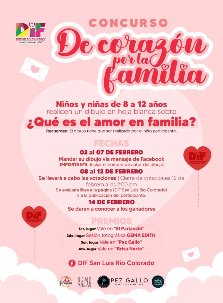 Invita DIF Municipal de San Luis Río Colorado a participar en concurso de San Valentín 